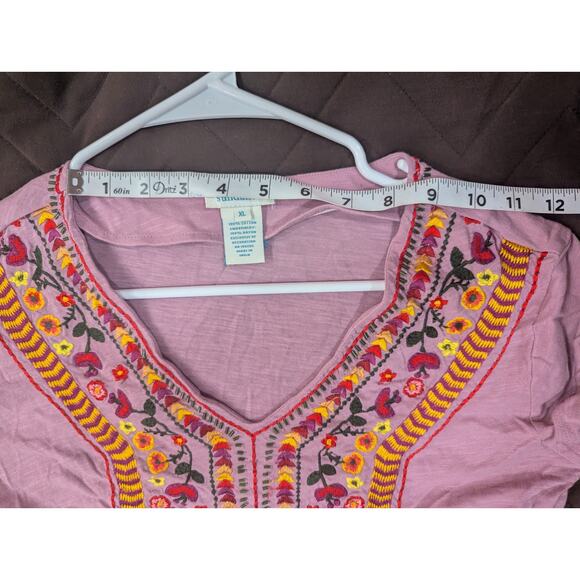 Pretty purple cotton sleeveless shell/tank w/ embroidery & beads by Sundance XL - Picture 6 of 7